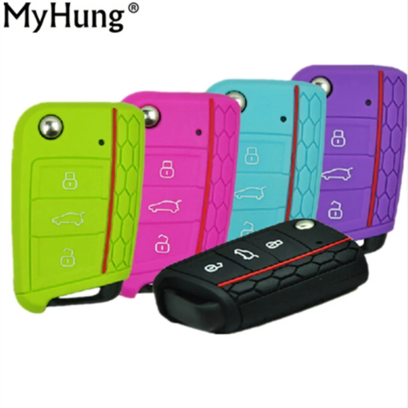 

Car Accessories Key Case Key Bag Key Cover For Volkswagen VW Golf 7 mk7 Skoda Octavia A7 Silicone Key Portect Case car-styling