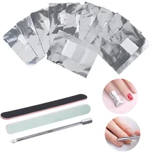 200PCS Gel Nail Polish Remover Wrap Foils+ Fine Nail Files+ Edge Sand Files+ Peeler Scraper for Gel Nail Polish Remover Kit