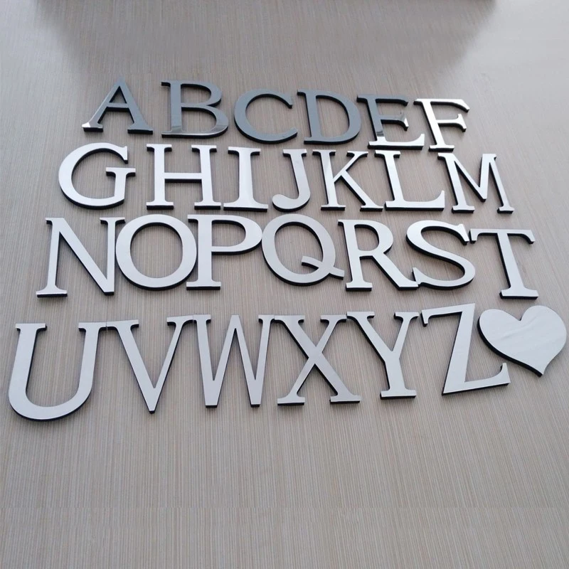 3D DIY стикер на стену s акриловая Зеркальная Наклейка на стену Алфавит английские буквы украшение для дома творческая личность специальный Декор 29