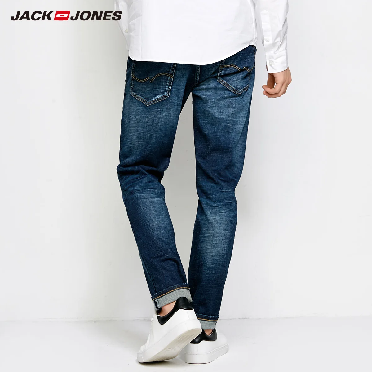 JackJones мужские летние джинсы из лайкры с потертостями свободные деловые