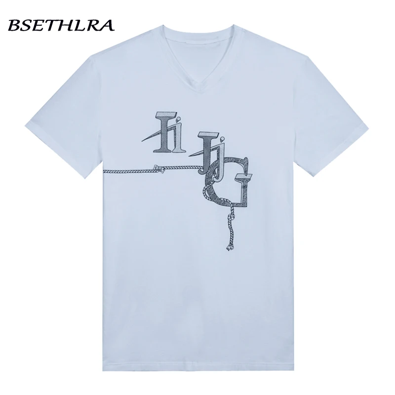 

BSETHLRA 2019 New T Shirt Men Summer Spring Casual Tee Shirts Homme Suitable V-neck Fashion Brand Clothing Plus EU Size CT013