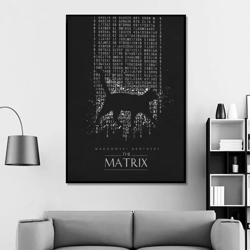 Классический кинопостер Matrix черно белый Шелковый тканевый плакат для домашнего
