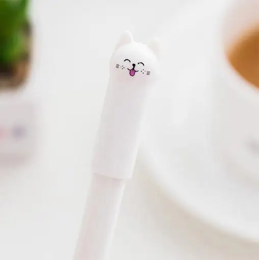 1 шт., Корейская Милая японская гелевая ручка с котом, 0,5 мм, черная ручка для отжима, канцелярские принадлежности для офиса, школы, Kawaii Escolar Papelaria, ручка - Цвет: D