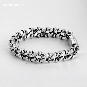 

Fashion Biker Man Ancient Silver color Bracelet Chain Wristband Punk Skulls Buddha Bracelet Motorcycle Link Bangle B1207-7T