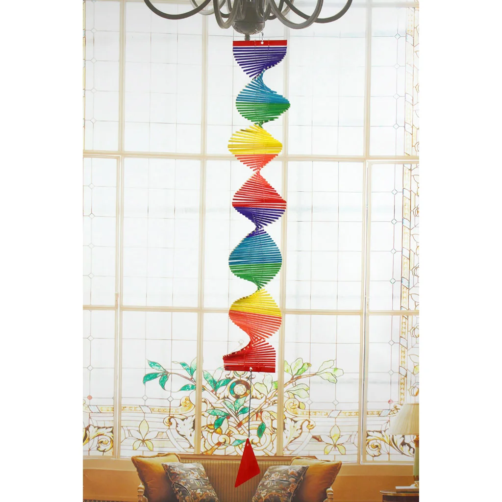 Rainbow Color Spiral Wind Garden Park Tent Charm Hanging Spinner 5 Size 