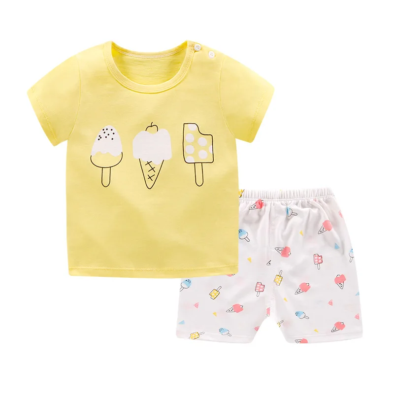 Детские пижамы из хлопка; детские пижамы с героями мультфильмов; комплекты для маленьких девочек и мальчиков; летняя одежда для сна с короткими рукавами; pyjama enfant garcon - Цвет: Коричневый
