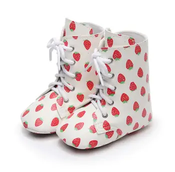 

PU Leather Floral Baby Girls Shoes boot infant toddler lace up Boots Casual first walker Anti-Slip Autumn newest