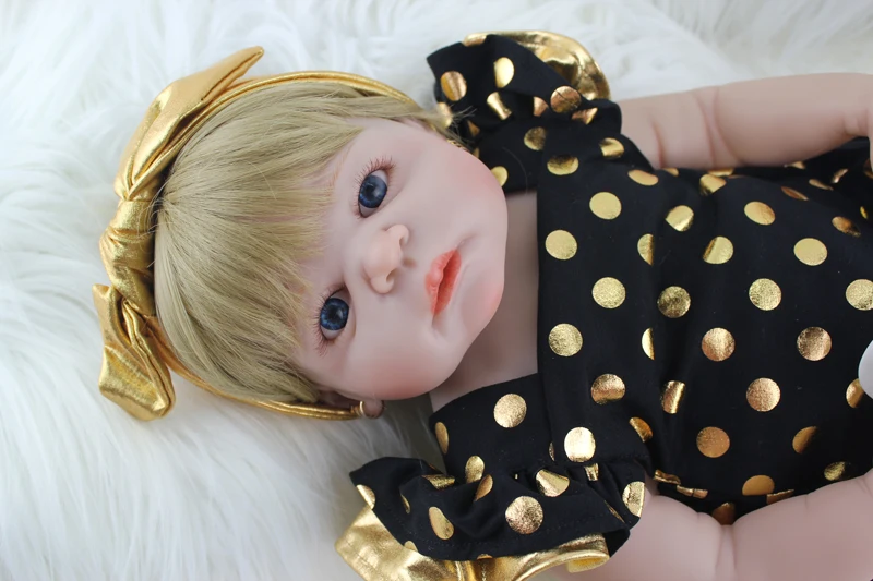 2" Полный силиконовый корпус Reborn Girl Baby Doll Игрушки 55 см Новорожденные принцесса младенцы кукла светлые волосы подарок на день рождения Дети Brinquedos