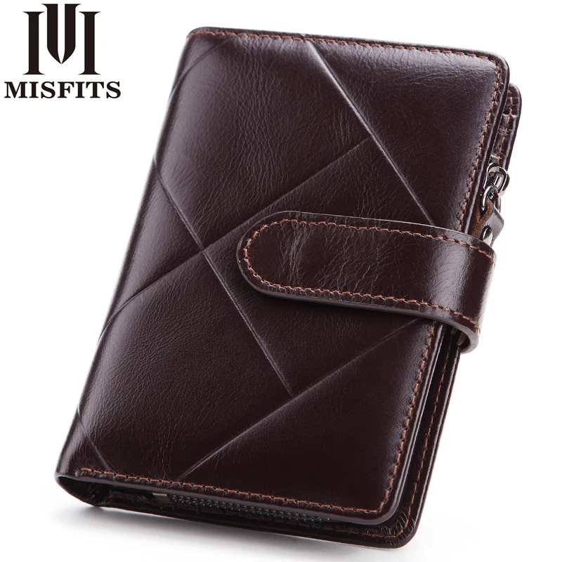 

MISFITS 2018 New Arrival Genuine Leather Short Men Wallet Sandstone Wallets Fashion Male Purse With Coin Pocket Male Card Holder