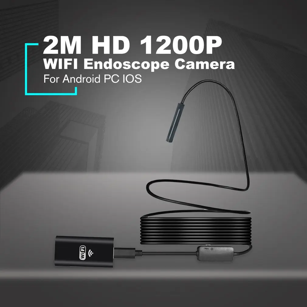 

WIFI Endoscope Camera HD 1200P 2M Waterproof 110A Hard Wire 8mm 8 LED For Android PC IOS Dropshipping 2019 New