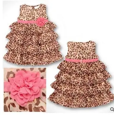 

Spot Europe and the United States in the summer of 2016 children dress Leopard grain baby girls dress Brown dress baby cakes