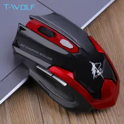 T-WOLF Q7 Silent Беспроводной оптическая игровая мышь 2,4 ГГц ПК игровых мышей 2400 Точек на дюйм эргономично регулируемый Мышь для ноутбука/PC