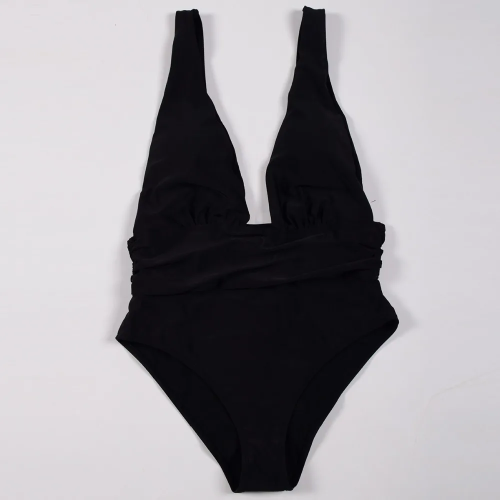 2019 Whole Swimsuit Solid Sexy One Piece Swimsuit Deep V Female Backless Bodysuit Monokini Swimwear Women Bathing Suit  (10)