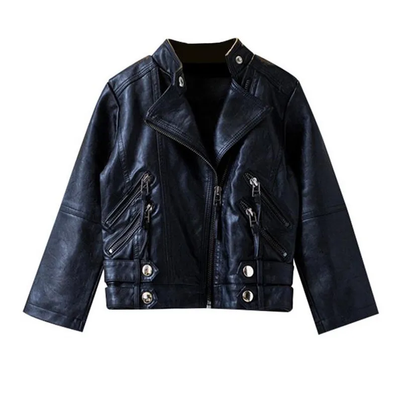 DFXD Children PU Leather Jacket Fashion Autumn Winter Long Sleeve High