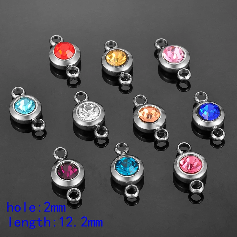 

5PCs Stainless Steel Connectors For Jewelry Making Multicolor Rhinestone Round Connector DIY Accessories For Jewelry