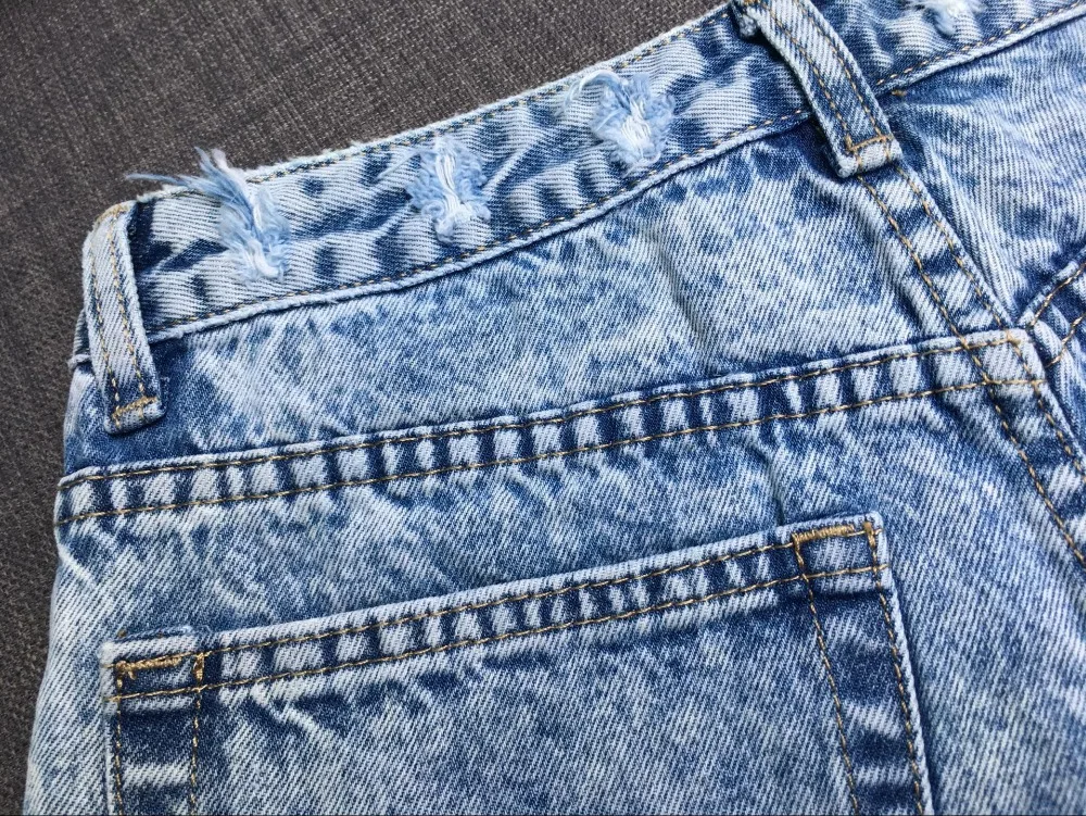 2017 Europe and the United States women's high waist open-style quilts Slim wear fringed snowflakes double banded ladies denim shorts (30)