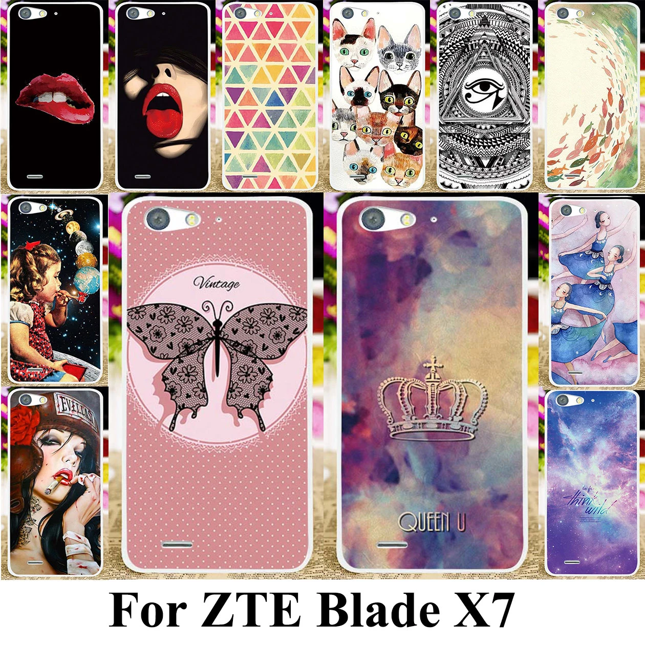 

3D DIY Silicone Plastic Phone Cover Case For ZTE Blade X7 V6 D6 5.0 inch Blade D6 Blade V6 Protective Bag For ZTE Blade V6
