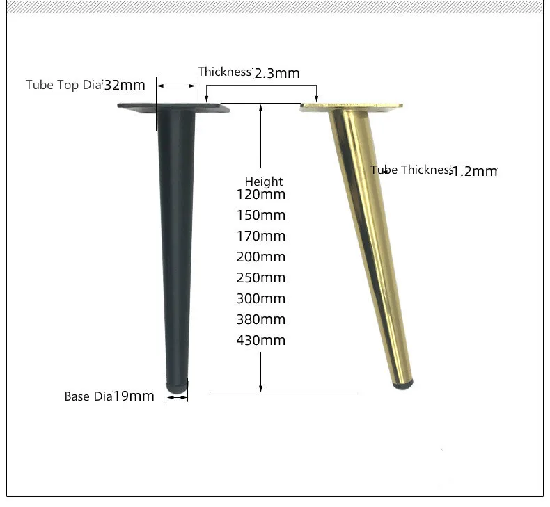 4 шт металлические ножки для мебели Утюг золотой Поддержка 12/15/17/20/25/30/36/38 мм/42 см кабинетный стол ноги мебельная фурнитура