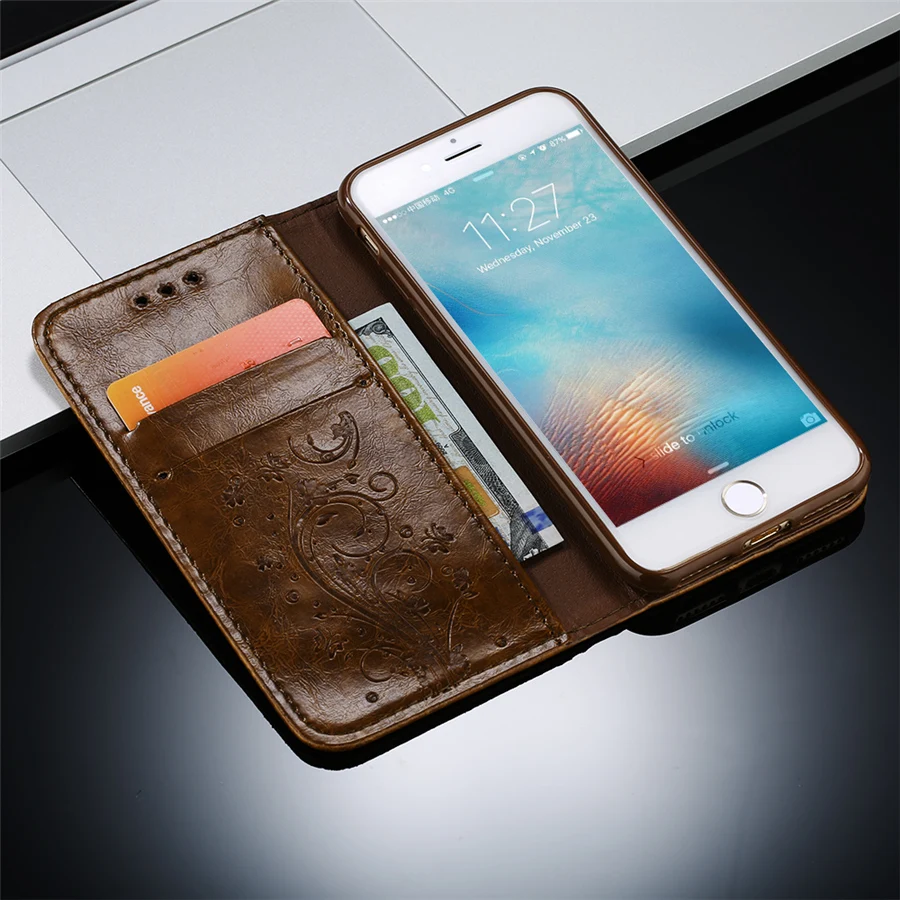 Флип чехол USLION для iPhone 6 7 8 Plus X XR XS Max Роскошный Ретро с 3D принтом и цветами телефона
