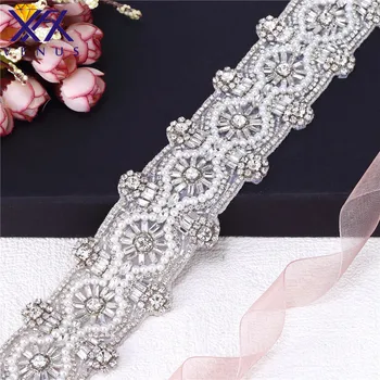 

XFX VENUS 10 Pieces Bridal applique for wedding dress beaded clear rhinestone appliques belts trimming for sash belts garter