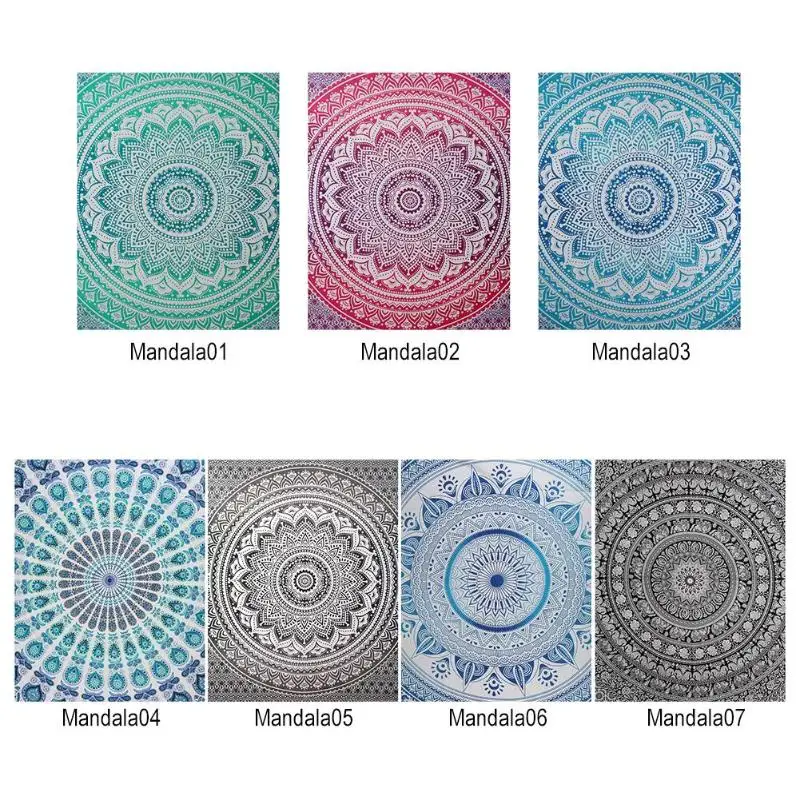 Indian Mandala Wall Hanging Tapestry Boho Geometric Pattern Carpet Throw Picnic Beach Mat Sleeping Blanket Microfiber Tapestry