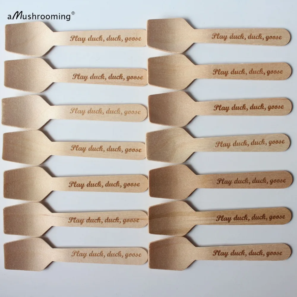 

Small Spoon with Personalized Text disposable Wooden mini Spoons for Ice Cream Yogurt Jam Jars Party Decoration 10cm Gift Spoons