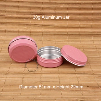 

50pcs/Lot Wholesale High Quality 30g Aluminum Jar Empty Cosmetic Bottle Pink Lid Small Vial Skin Care Packaging Refillable Can