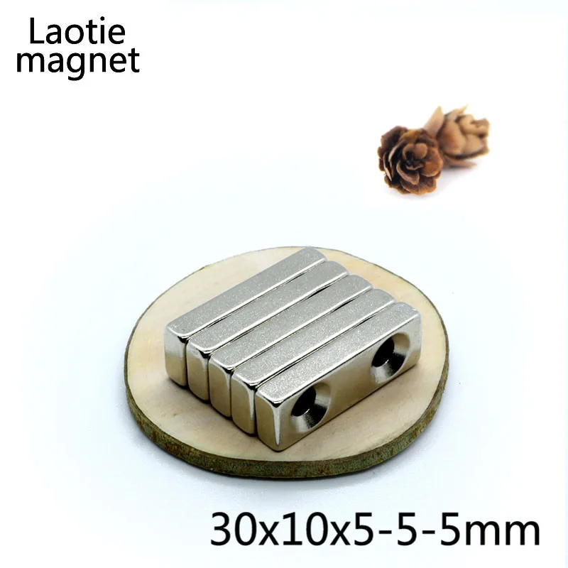

20pcs Block Countersunk Magnets 30 x 10 x 5 mm with 2 M4/M5 Screw Countersunk Hole Super Strong Rare Earth Neodymium Magnet Ring