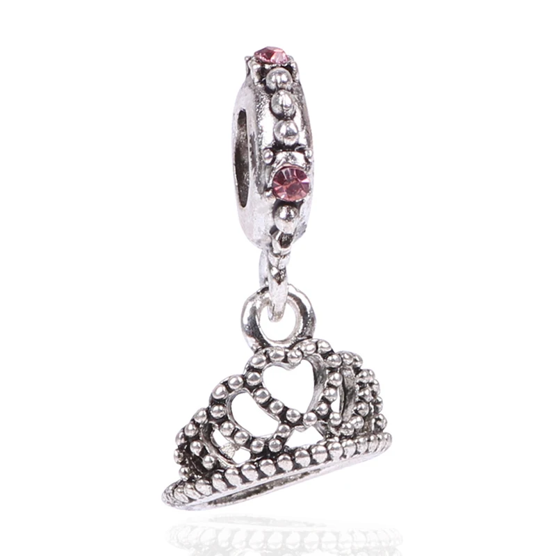 

5 Colors DIY 5MM Silver Color Crow With Crystal Pendant Beads Fit Pandora Charms Jewelry Bracelets Necklaces For Jewelry Making