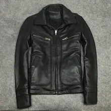 Мужская Натуральная воловья кожа мужской кожаный плащ мотоциклетная байкерская куртка короткая Весна Осень черный плюс размер xxxxxl 3xl 4xl 5xl