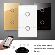Broadlink RM PRO+RF Touch Wall Switch US 2Gang 433MHZ Wireless Switch Universal WIFI Smart Home Remote Controller WIFI+IR+RF