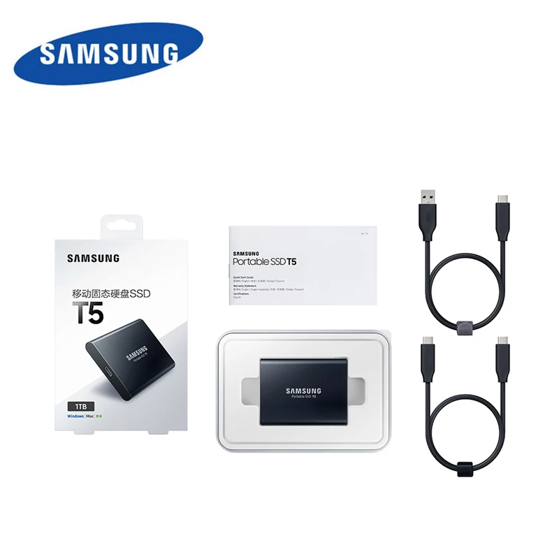 Samsung T5 внешний Ssd Usb3.1 Gen2 (10 Гбит/с) 2 ТБ жесткий диск твердотельный Hdd диски для