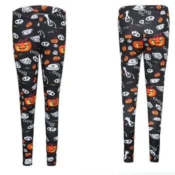 

Women New Halloween Creative Pumpkin Leggings High Waist Elastic Printed Pants Female Party Slim Leggings