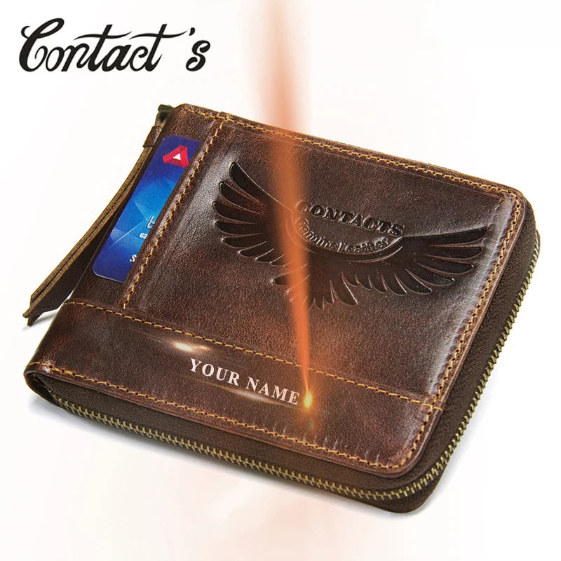 Mens Quality Black Real Leather Wallet Credit Card Holder Zip Around Coin Pouch