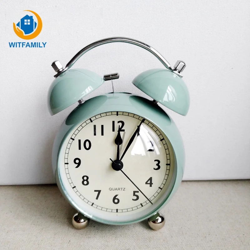 

Modern Portable Alarm Clock Fashion Simple Silent Double Bell Round Metal Quartz Alarm Clock Table Digital Bedside Home Decor