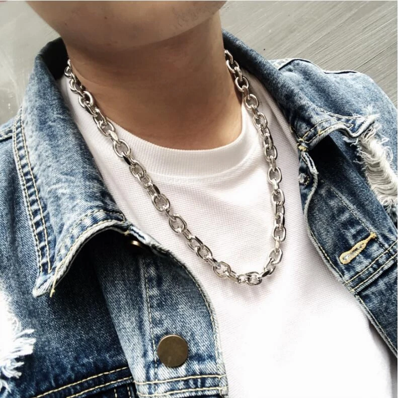 Cheap Stainless Steel Cuban Chain Necklace Men Link Curb Chain Gift Jewelry Boys Hiphop Necklace Choker Jewelry Length 50cm Necklace Aliexpress