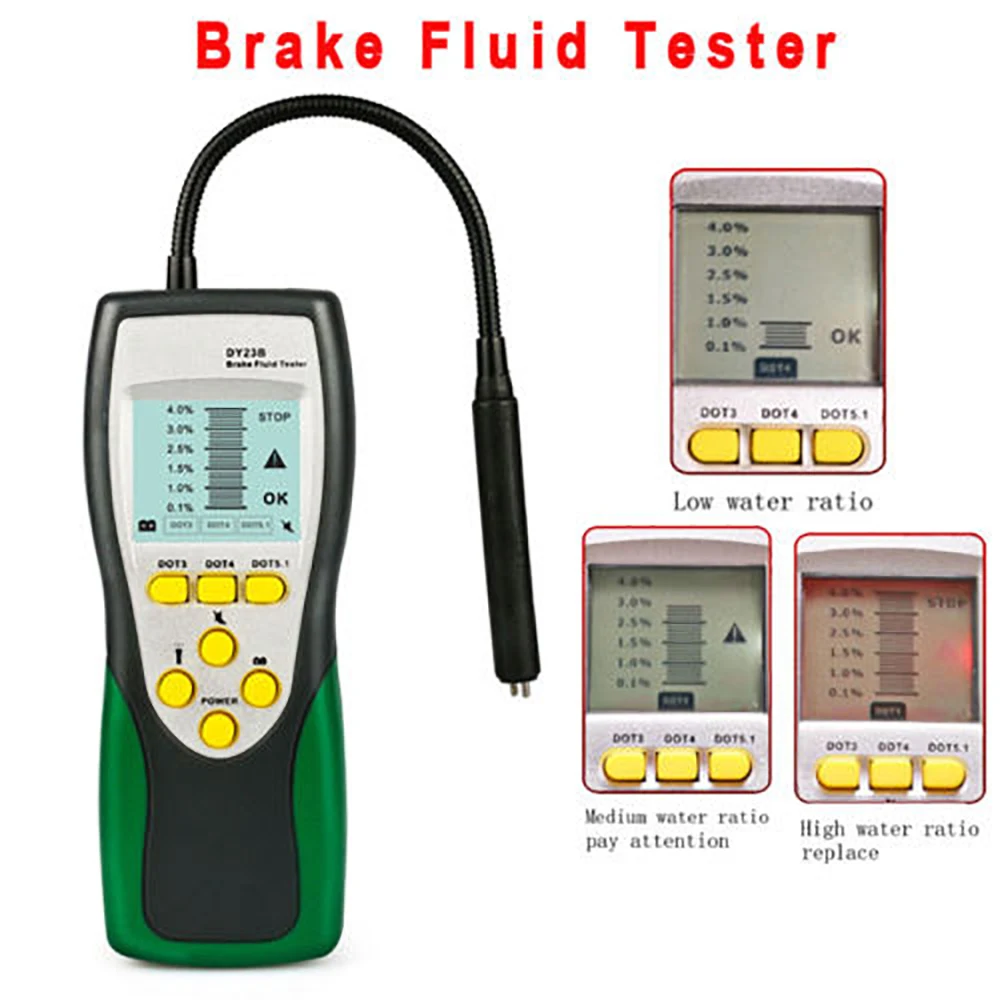 Автомобильный тормоз тестер жидкости инструмент диагностики автомобиля Авто контроль масла Гусь шеи детектор звука и света двойная программа сигнализации