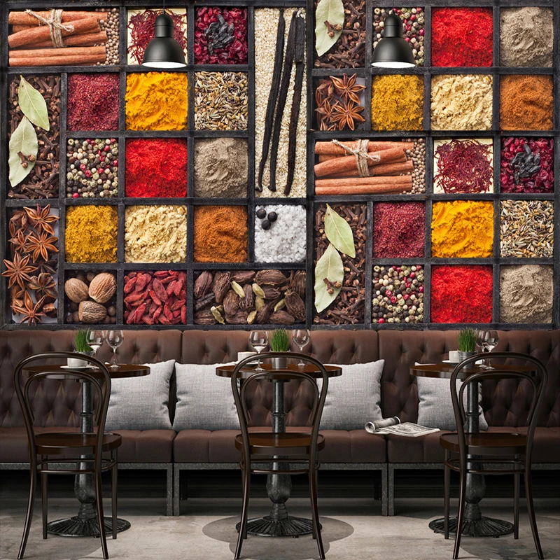 Spices on Wood Photo Wallpaper Wall Mural DECOR Paper Poster Free Pasta 