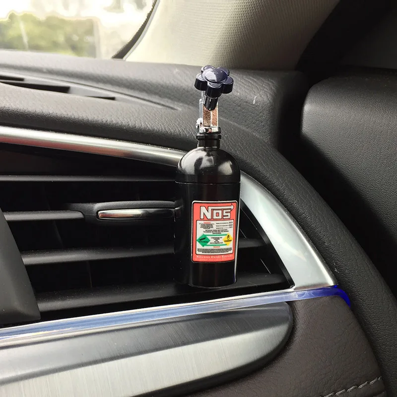 Turbo NOS бутылок брелок Металлический автомобильный освежитель воздуха автомобильного воздуховыпускного отверстия гелевый парфюм для BMW Audi Ford Volkswagen Honda Toyata Nissan Аксессуары - Название цвета: Black