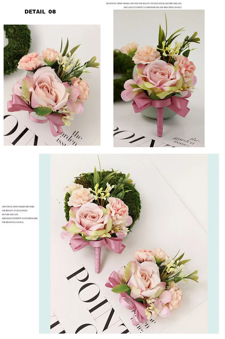 bridesmaid bracelet wedding corsage flowers roses artificial  (19)