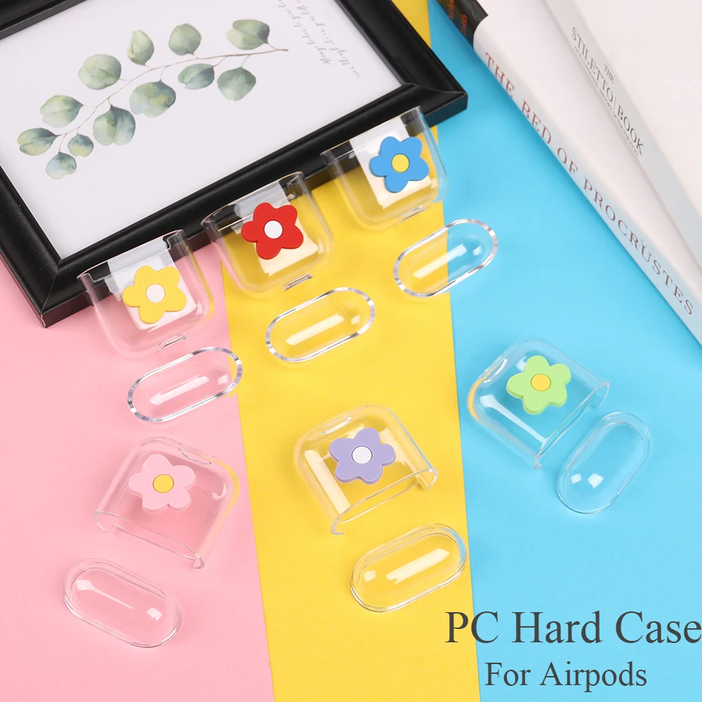 

Sleeve Wrap Cartoon Pattern Lovely Fresh Flowers For apple Airpods case Transparent PC Hard Case Charging Case For Airpods