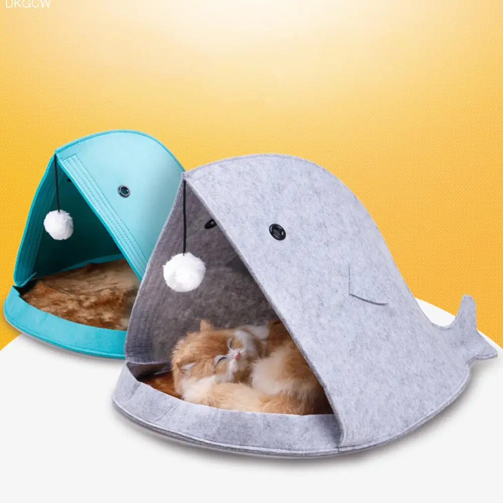 

New Arrive Fish-Type Felt Pet Nest Cat Toilet Training Kit Cat Bed Hammock House Warm Kitty Mats