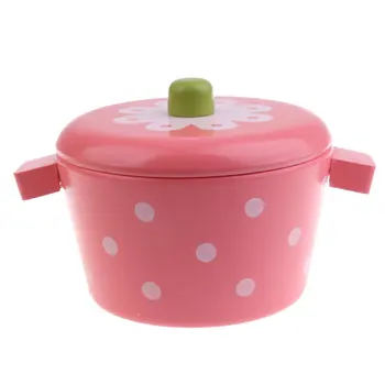 

Wooden Stew Pot Cookware Kitchen Pretend Play Role Playing Game Educational Toys Birthday Gift for Children Kids Toddler