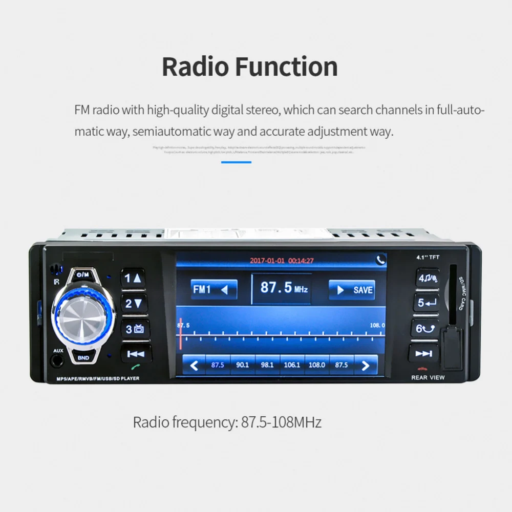 Автомобильное аудио TFT HD цифровое стерео Viehcle 4 1 дюйма FM радио MP5 плеер видео SD FM/USB