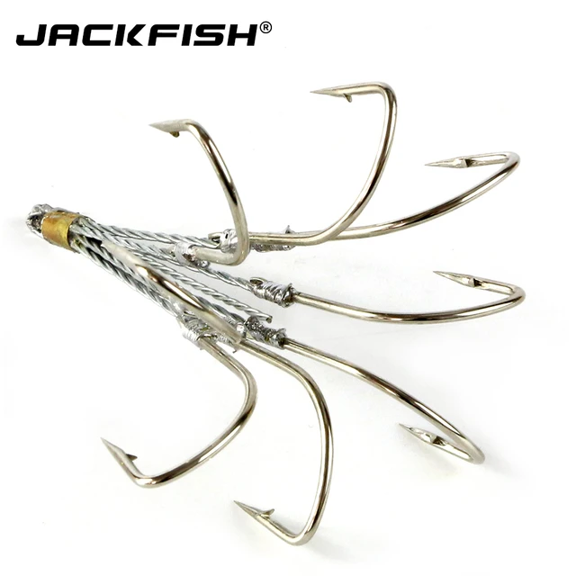 Jackfish Carbon Steel Treble Hooks 5pcs/lot 4# 5# 6# 8# Big