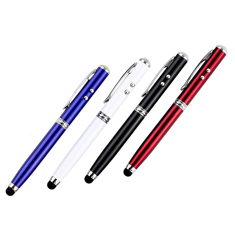 4 in 1 Laser Pointer Touch Screen Multifunction Stylus Ball Pen LED Torch for iPhone Samsung