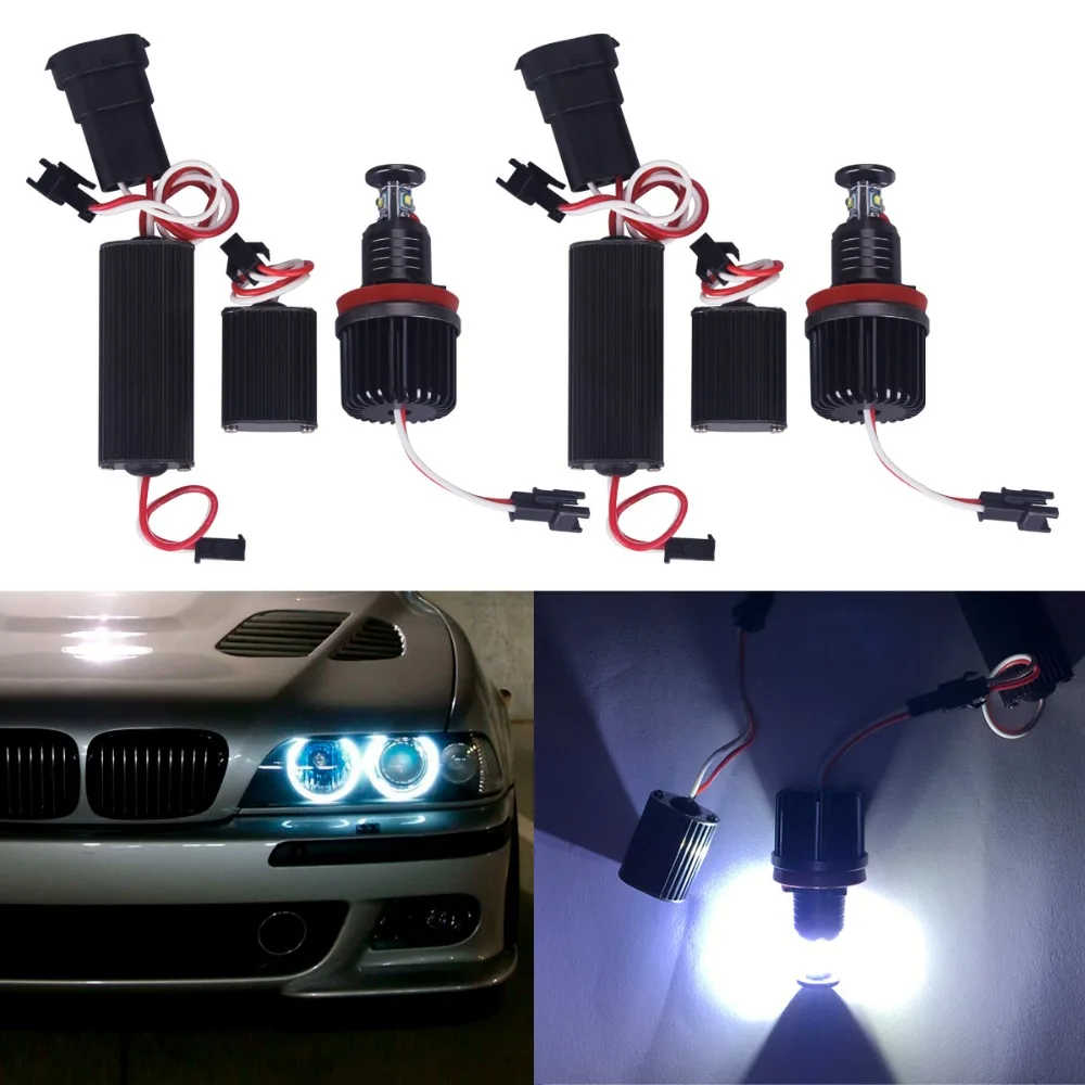 2 Pieces 20W 40W H8 Angel Eyes LED Marker for CREE LED Chips XENON White 7000K for BMW E90 E92 X5 E71 X6 E82 M3 E60 E70 80w h8 angel eyes led marker xenon white 7000k for bmw e90 e92 x5 e71 x6 e82 m3 e60 e70