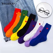 Осень/Зима мода, любовь, сердце, вышивка, женские одноцветные носки уличные японский Harajuku стиль колледжа носки противоскользящие Sox