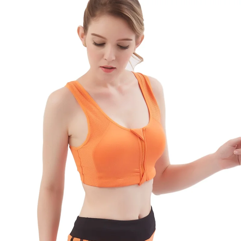 

Seamless Zipper Padded Workout Running Yoga Bra Tank Top Women Racerback Sports Bras