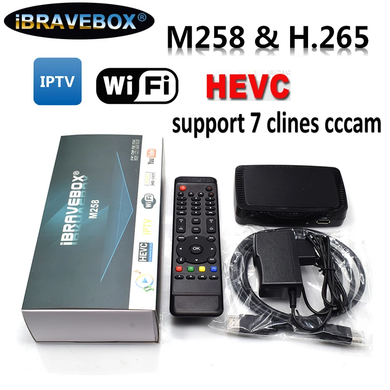 

M258 tv box IPTV HEVC H.265 1080P Set Top Box iBRAVEBOX M258 usb wifi support 7clines ccccam Satellite tv receiver PK V8S